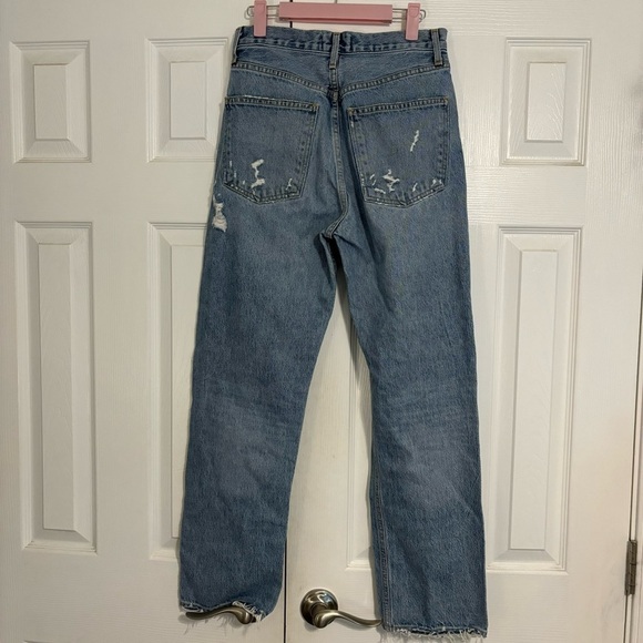 Agolde 90'S Mid Rise Straight Jeans Distressed - Picture 3 of 10